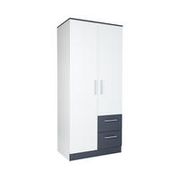 KLEIDERSCHRANK 90/201/54 cm Weiß Anthrazit mit Drehtüren - Anthrazit/Silberfarben, Holzwerkstoff/Kunststoff (90/201/54cm) - arthur berndt