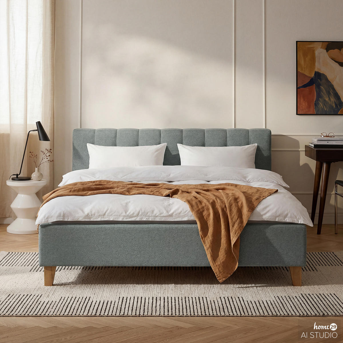 POLSTERBETT - Webstoff - Mintgrün, Holz/Textil (180/200cm) - home24