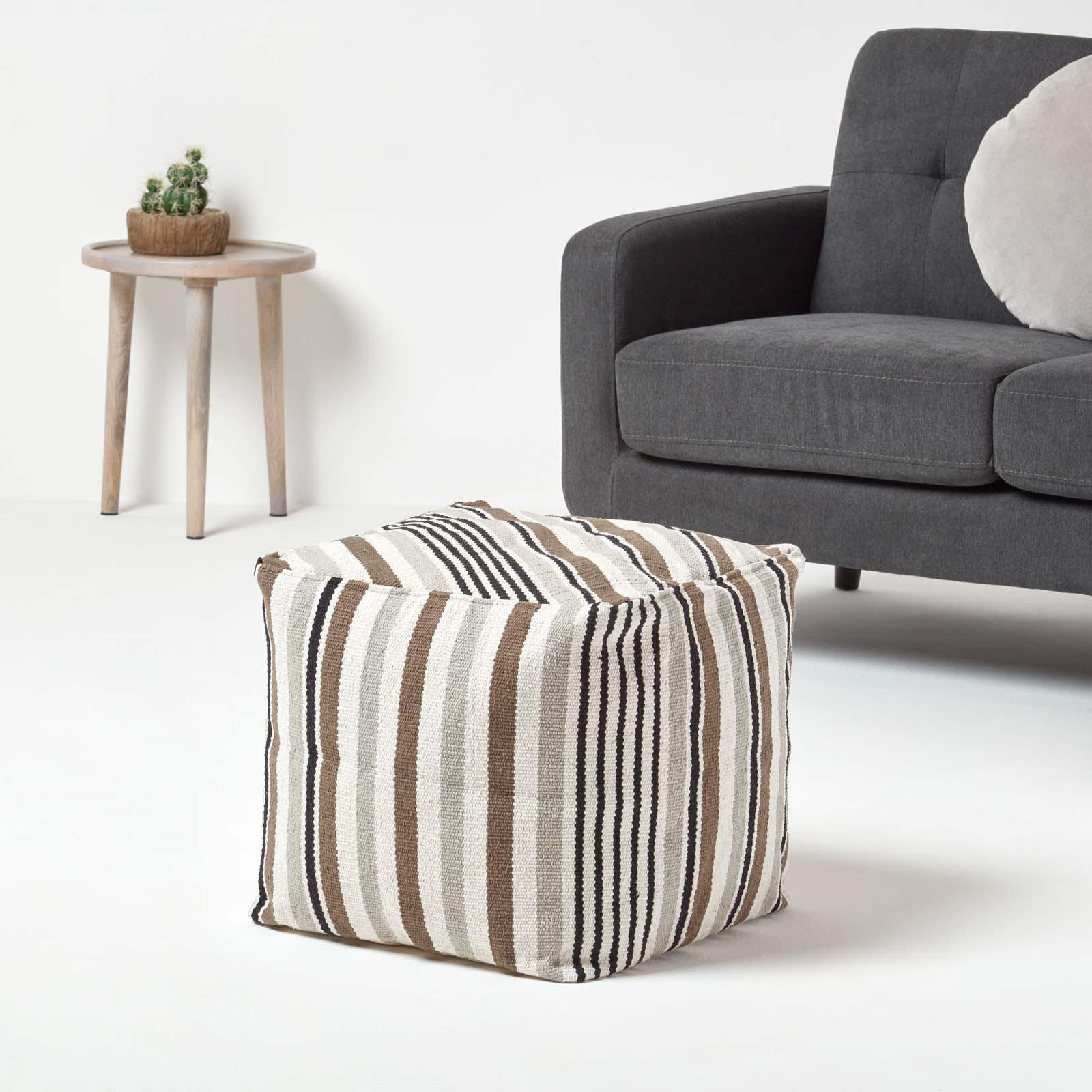 SITZWÜRFEL mit Streifenmuster, 40/40/40 cm - Grau, Textil (40/40/40cm) - Homescapes