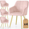 POLSTERSTUHL 4er Set, Metallbeine Rosa, Gold 54/82/58 - Rosa, Textil (54/82/58cm) - RAUMHIRSCH FURNITURE