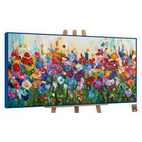 GEMÄLDE Blumige Farben Schattenfugenrahmen Blau 200x100 cm - Blau, Holz (200/100cm) - YS-art gallery