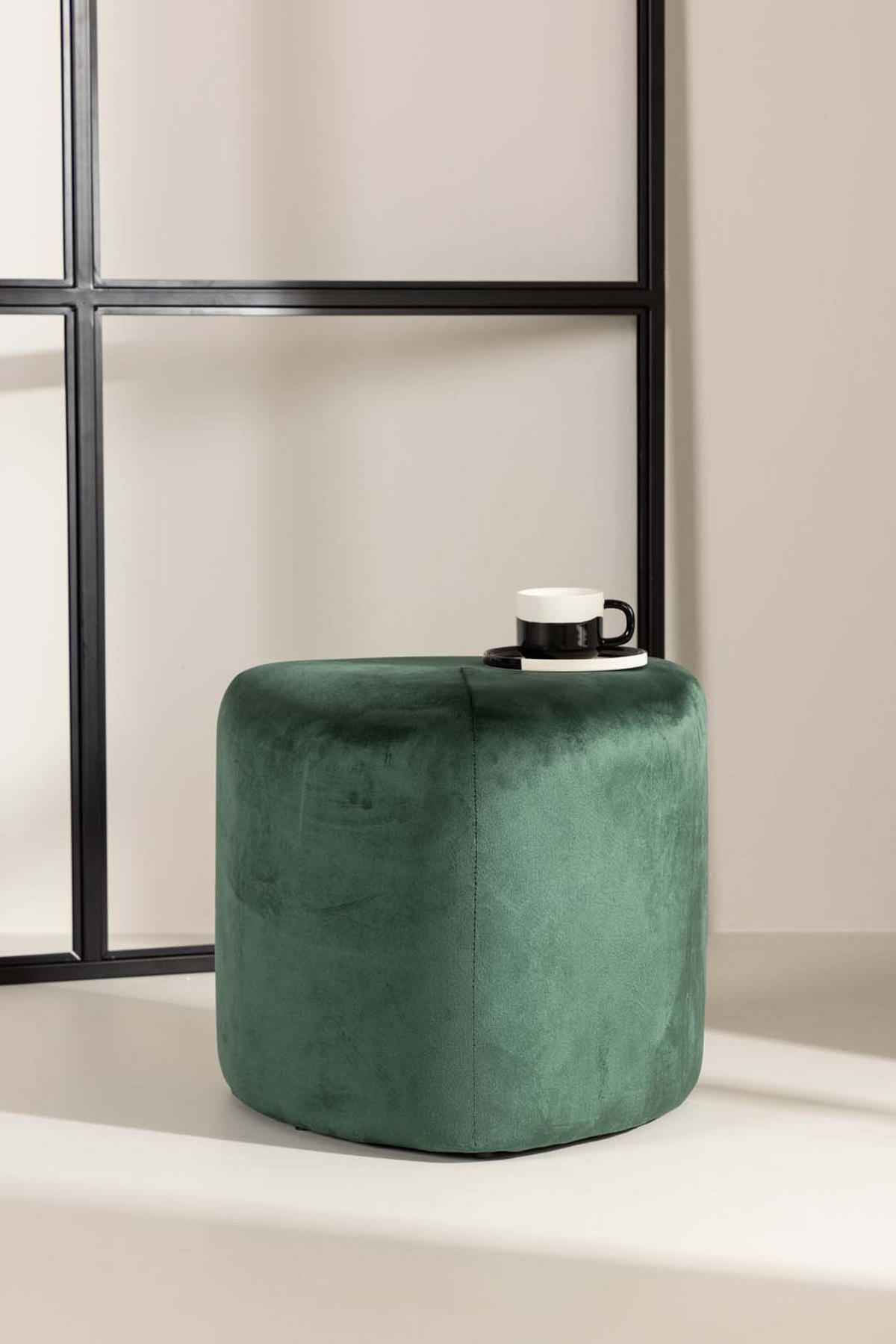 POUF, Peg, Grün, Kunstfell, 46 x 46 x 40 cm - Grün, Textil/Fell (46/40/46cm) - ebuy24