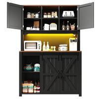 BUFFET 115/40/174,7 cm schwarz aus MDF/Metall mit LED - Schwarz, Holzwerkstoff (115/174.7/40cm) - OKWISH