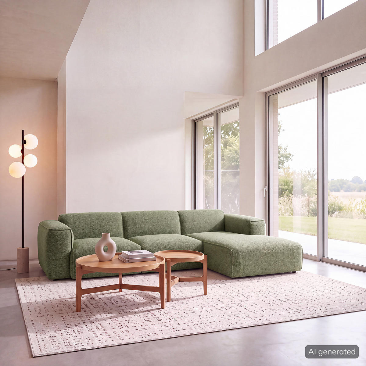 3-SITZER ECKSOFA mit Longchair - Schwarz/Grün, Kunststoff/Textil (284/173cm) - home24