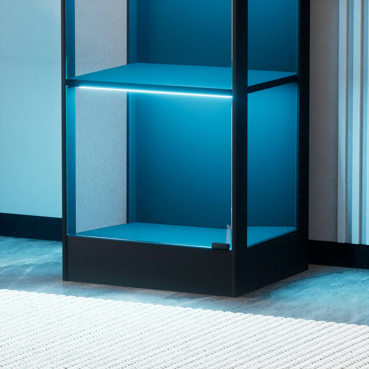 VITRINENSCHRANK mit LED Beleuchtung und Ladestation Schwarz - Schwarz, Glas (40/165/30cm) - PARAFTA HOME