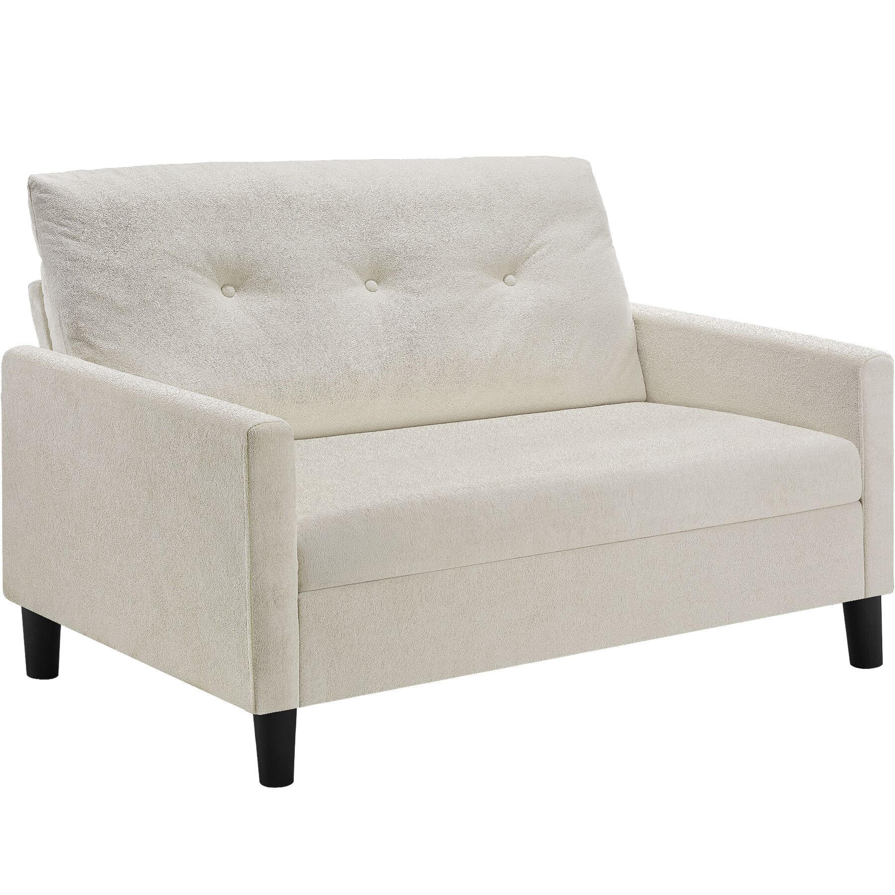 SOFA Viborg, 121,5 x 77 x 91 cm, creme - Creme/Braun, Kunststoff/Textil (121.5/91/77cm) - tectake