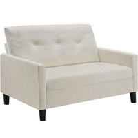 SOFA Viborg, 121,5 x 77 x 91 cm, creme - Creme/Braun, Kunststoff/Textil (121.5/91/77cm) - tectake