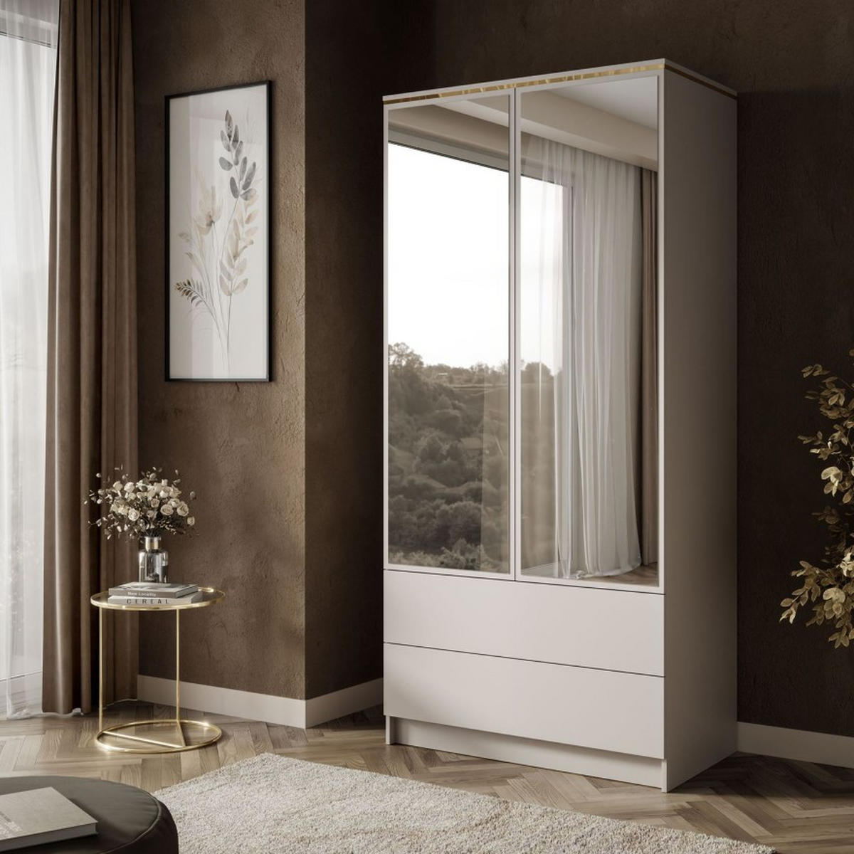 KLEIDERSCHRANK AURORA KASCHMIR 2D2S mit Schubladen - Kaschmir, Holzwerkstoff (100/210/57cm) - Lookway