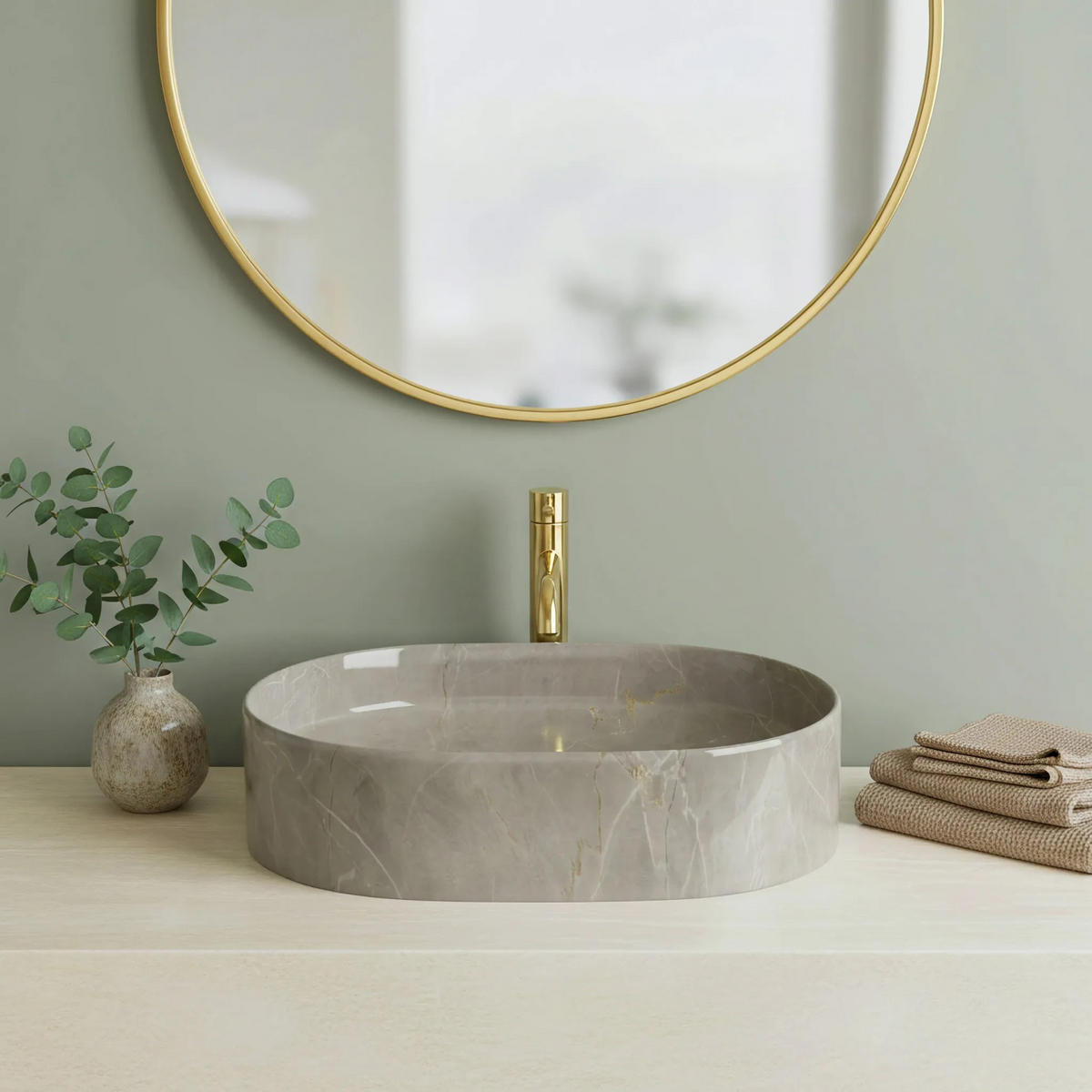 AUFSATZWASCHBECKEN NADIA 50 KASHMIR 50/38/14 cm - Grau, Keramik (50/14/38cm) - REA