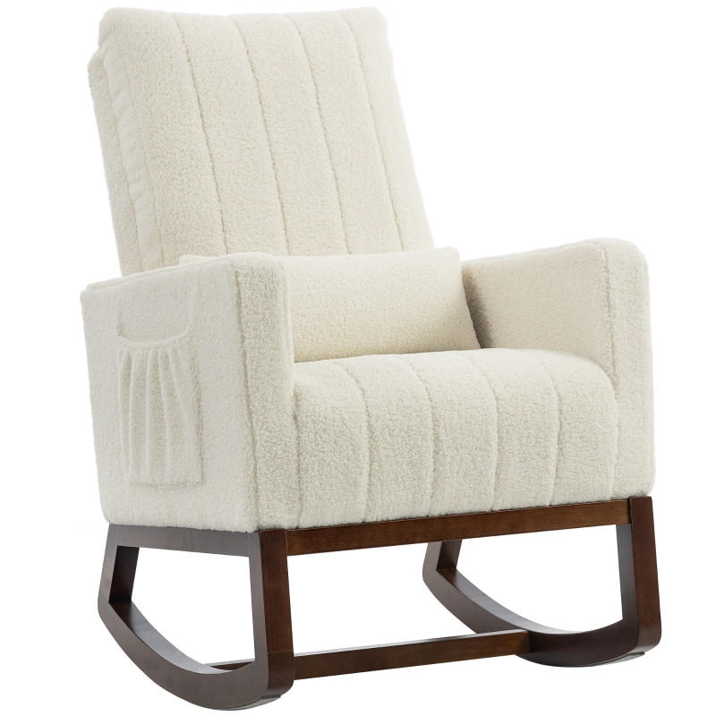 SCHAUKELSTUHL Flanellbezug Lendenkissen Seitentaschen cremefarben - Creme, Textil (97/110/67cm) - Vallsero