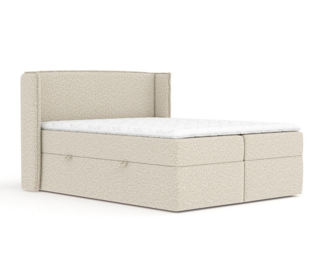 BOXBETT Skyline Beige 160/200 cm mit Matratze und Topper - Beige/Schwarz, Holz/Holzwerkstoff (160/200cm) - Maison de Reve