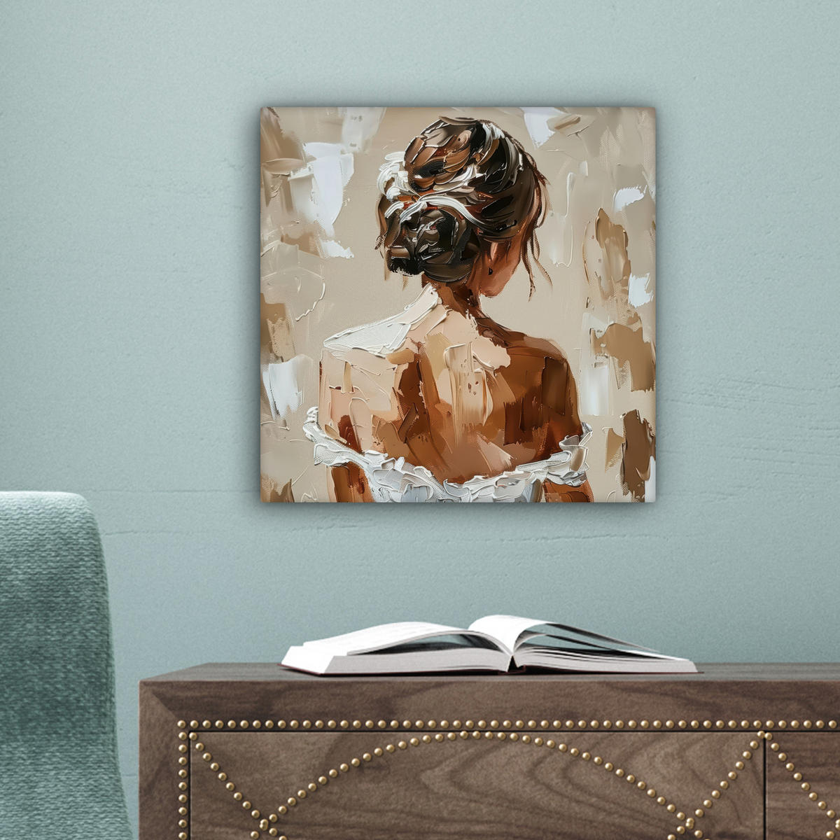 LEINWANDBILD - Frau - Farbe - Abstrakt - Beige - Modern - 20x20 - Wandbilder - Sandfarben, Textil (20/20cm) - MuchoWow