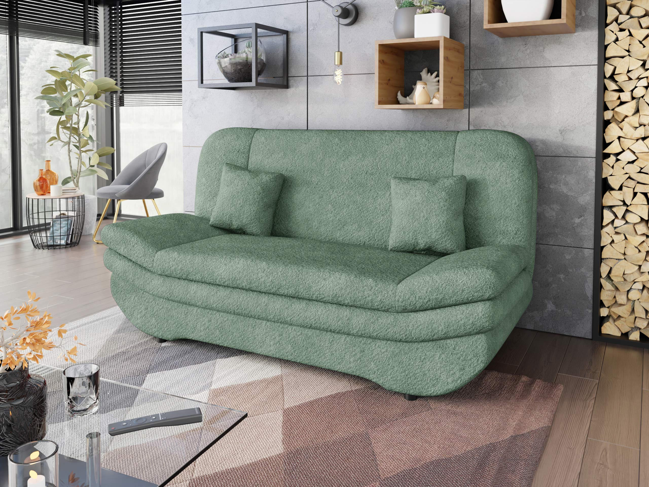 SCHLAFSOFA Weronika - Schwarz/Mintgrün, Holz/Kunststoff (200/95/90cm) - MIRJAN24