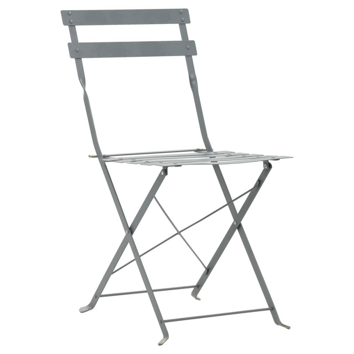 BISTRO-SET Stahl Grau 3-teilig - Grau, Metall - vidaXL