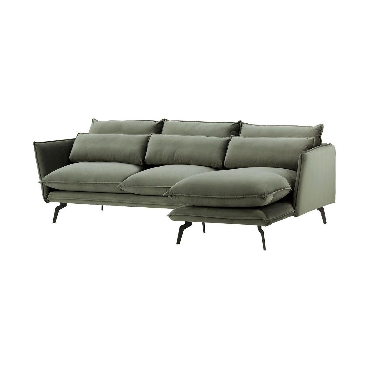 ECKSOFA Layla Rechts-Velluto 19 - Dunkelgrau, Holz/Textil (278/160cm)