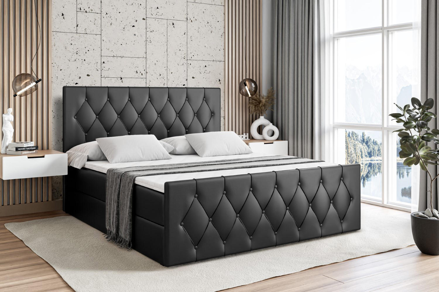 BOXBETT VELANTO-Z - 200 x 200 - H3 - Schwarz Hochglanz - Schwarz, Holzwerkstoff (200/200cm) - ALTDECOR