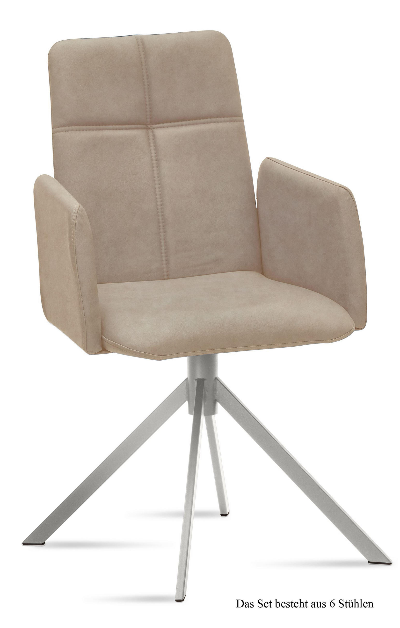 ARMLEHNSTUHL (6er-Set) Dorisa 52x92x60 Edelstahl/Natur - Edelstahlfarben/Naturfarben, Kunststoff (60/92/52cm) - 58aufmkessel