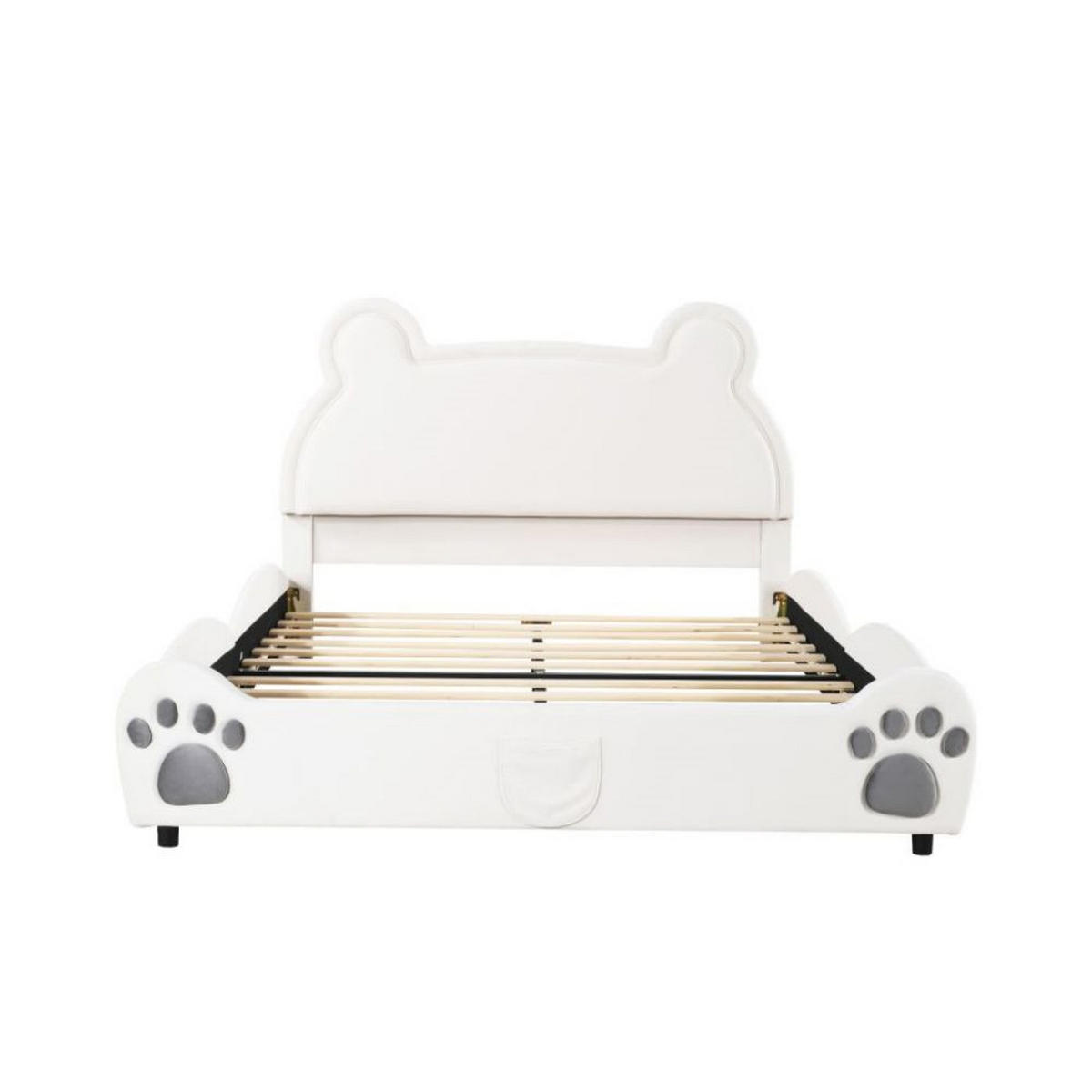 KINDERBETT 140/200 cm in Weiße mit Bärenform - Weiß, Holz/Textil (140/200cm) - KOMHTOM