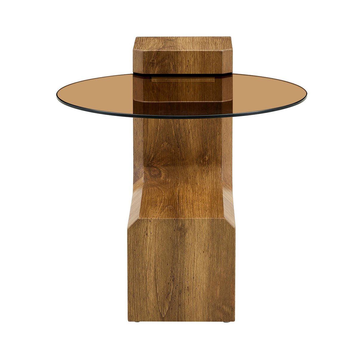 KONFERENČNÍ stolek 61/61/30 cm dřevodekor z MDF s tónovaným sklem 2v1 - přírodní, kompozitní dřevo (61/61/36cm) - OKWISH