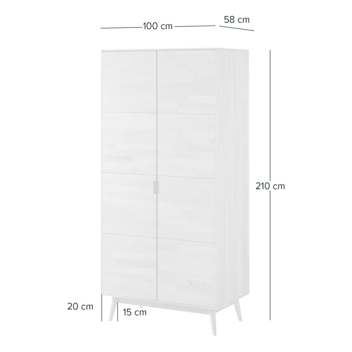 DREHTÜRENSCHRANK - Buche massiv - Buchefarben, Holz (100/210/58cm) - home24