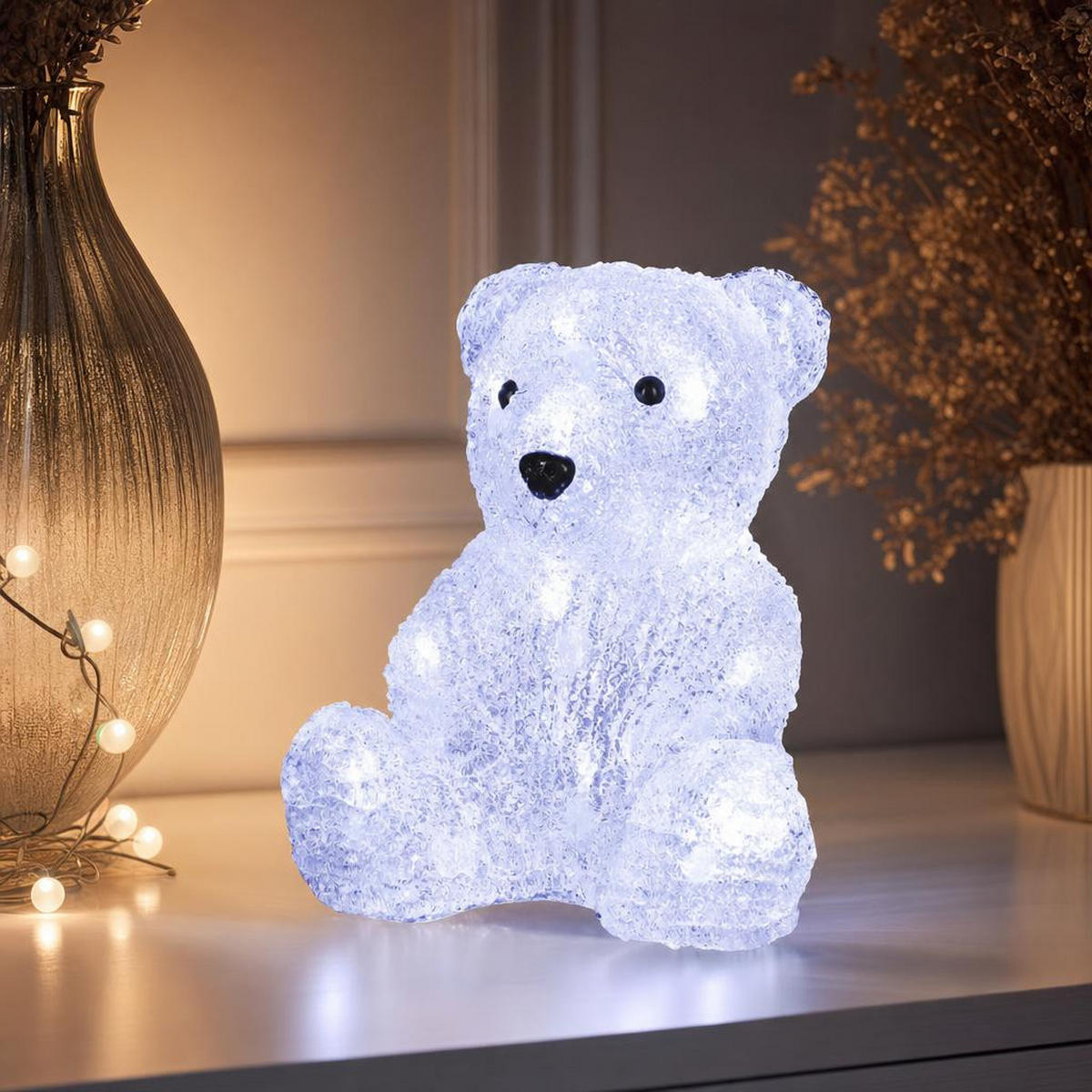 LED-ACRYLBÄR batteriebetrieben 18,5/15/20 cm - Weiß, Kunststoff (15/20/18.5cm) - Fééric Lights and Christmas