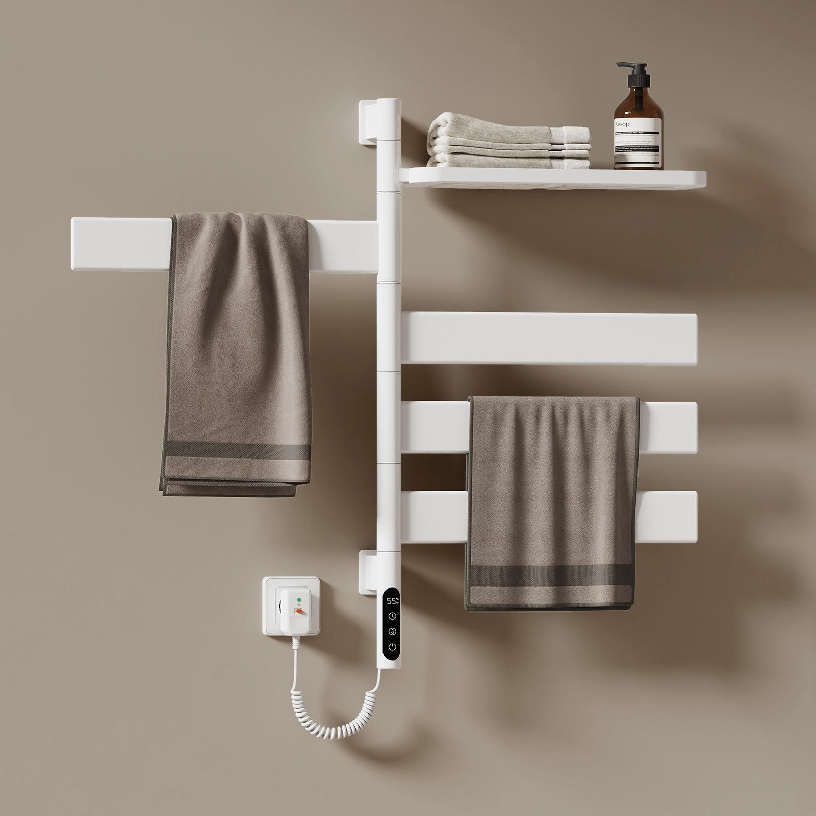 HANDTUCHHEIZKÖRPER Intelligentes Heizsystem Ablage Weiß 76/45 cm - Weiß, Metall (45/76/14cm) - EMKE
