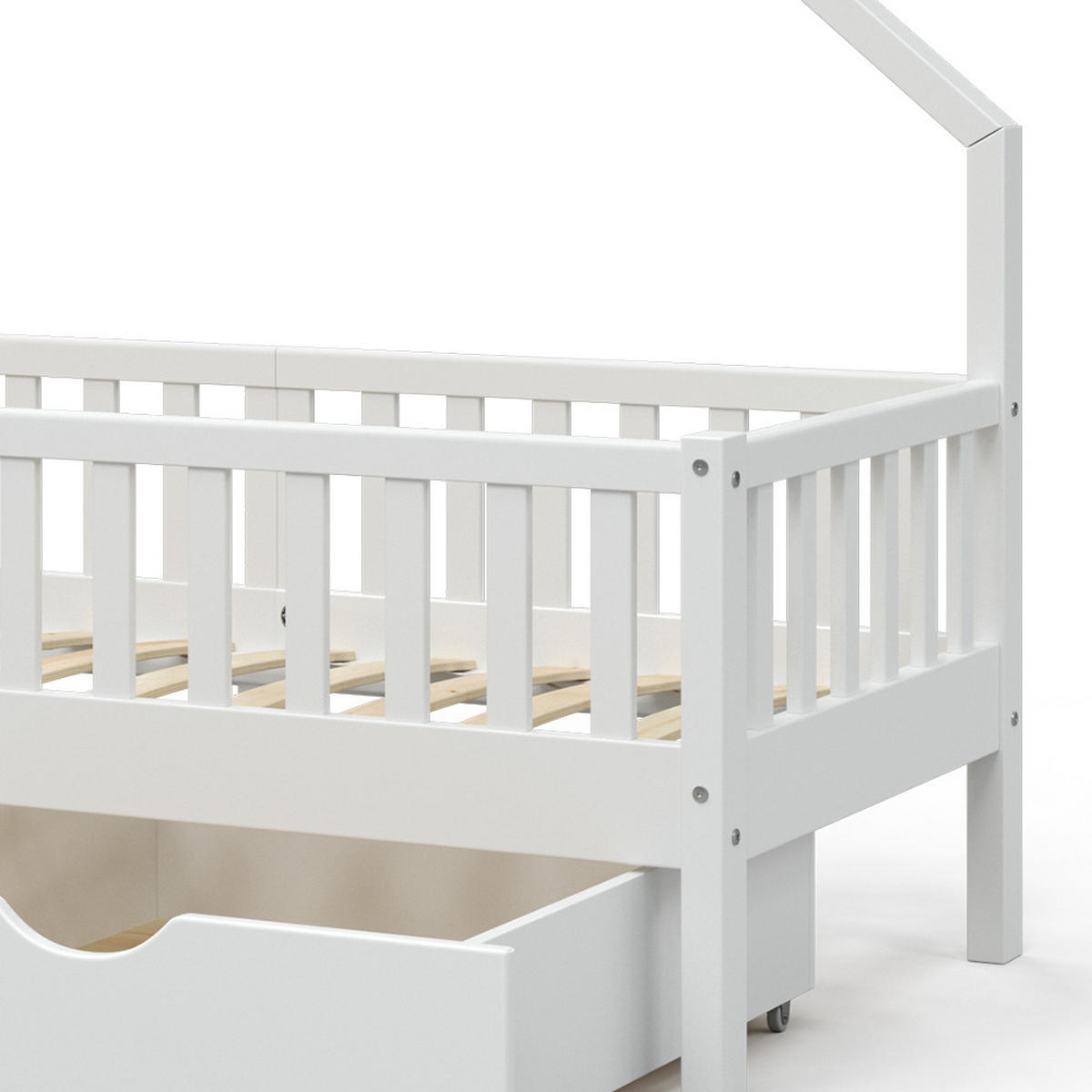 HAUSBETT "Noemi", Weiß, 80x160 cm mit 2 Schubladen - Weiß, Holz (80/160cm) - VitaliSpa