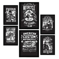 POSTER Set Mit 6 Fahrer In Rustikale Zitate A3 & A4 Schwarzer Rahmen - Schwarz, Papier (29/3cm) - Nacnic