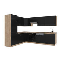 BUCĂTĂRIE DE COLȚ Fame-Line, dungi negre/Stejar auriu, 287 x 227 cm, AP Stejar - culoare lemn stejar/negru, compozit lemnos (287/206.8/60cm) - Vicco
