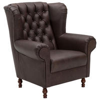 OHRENBACKENSESSEL Katreen Echtleder (Antikoptik) braun - Braun, Leder (90/101/91cm) - 58aufmkessel