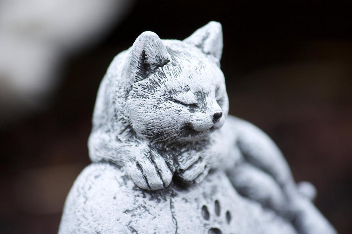 STEINFIGUR Katze Grabstein mit Inschrift Steinguss frostfest - Grau, Stein (11/15/6cm) - stoneandstyle