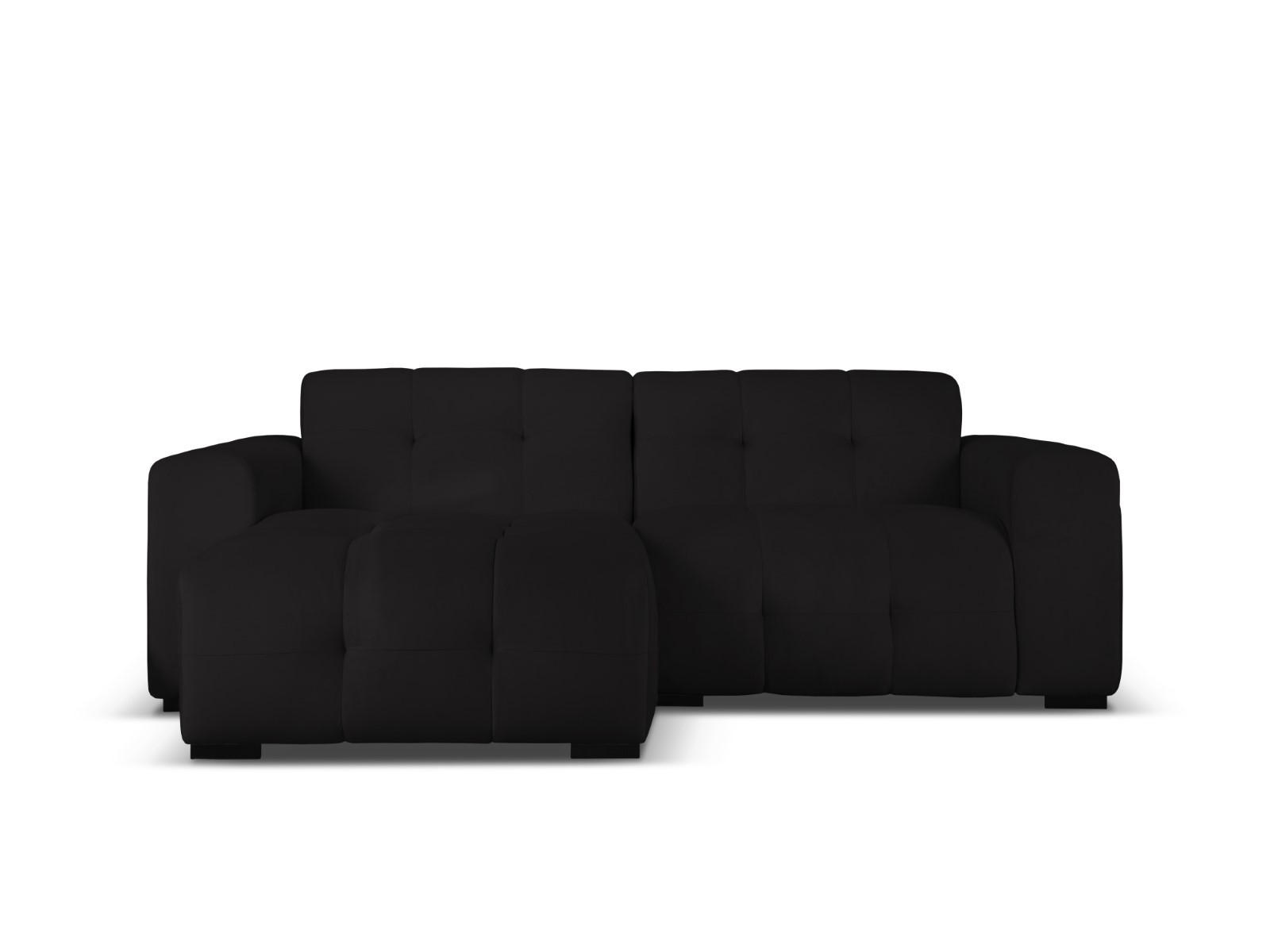ECKSOFA links Kendal aus Samt schwarz 4 Sitzplätze - Schwarz, Textil (173/256cm) - Micadoni