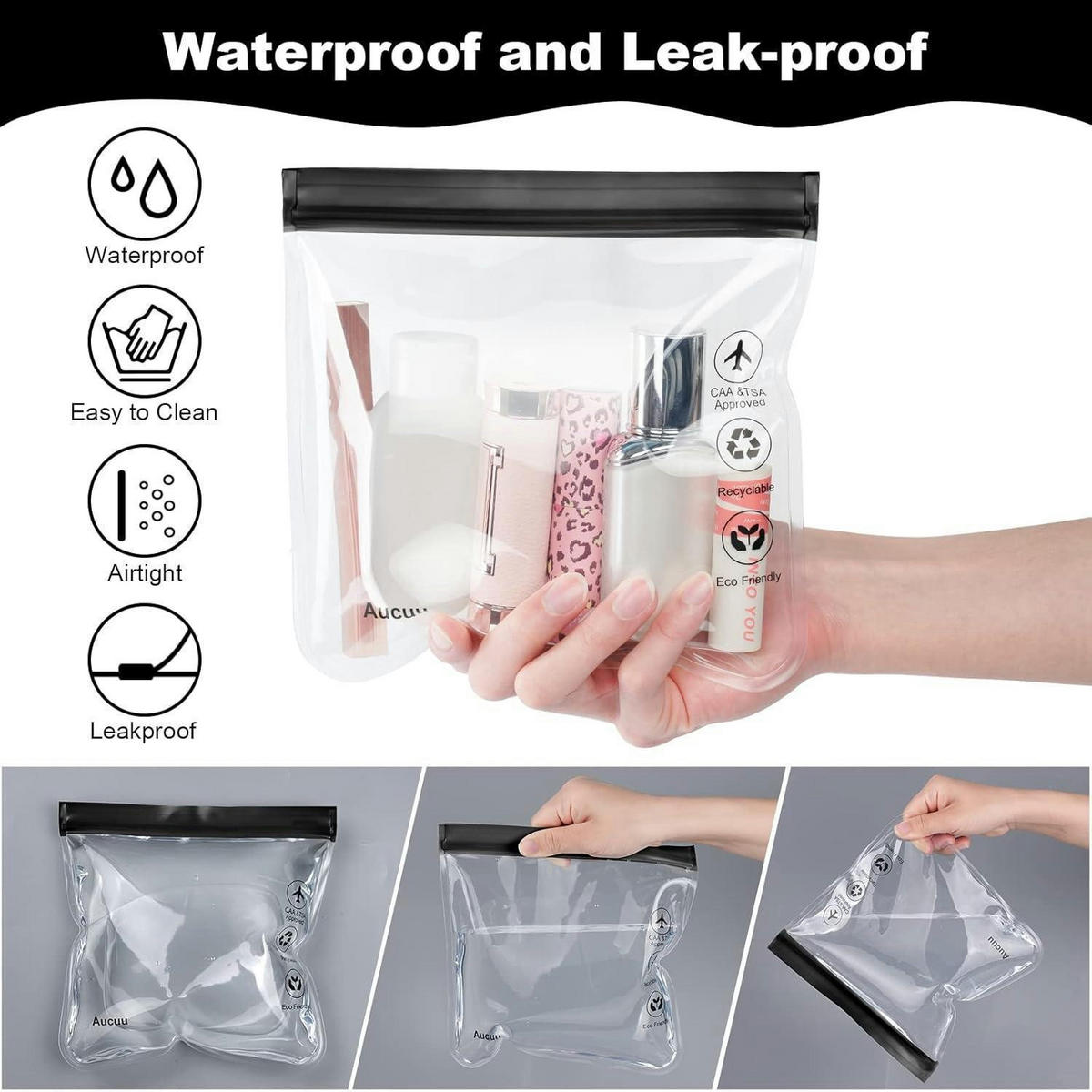 TRANSPARENTER Kulturbeutel für Flüssigkeiten, 4-teiliges Set - Transparent, Kunststoff (20/20/20cm)