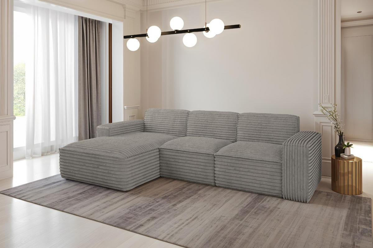 ECKSOFA L-Form Siena Stoff Velo Grau Links - Grau, Holz/Kunststoff (165/266cm) - Kaiser Möbel