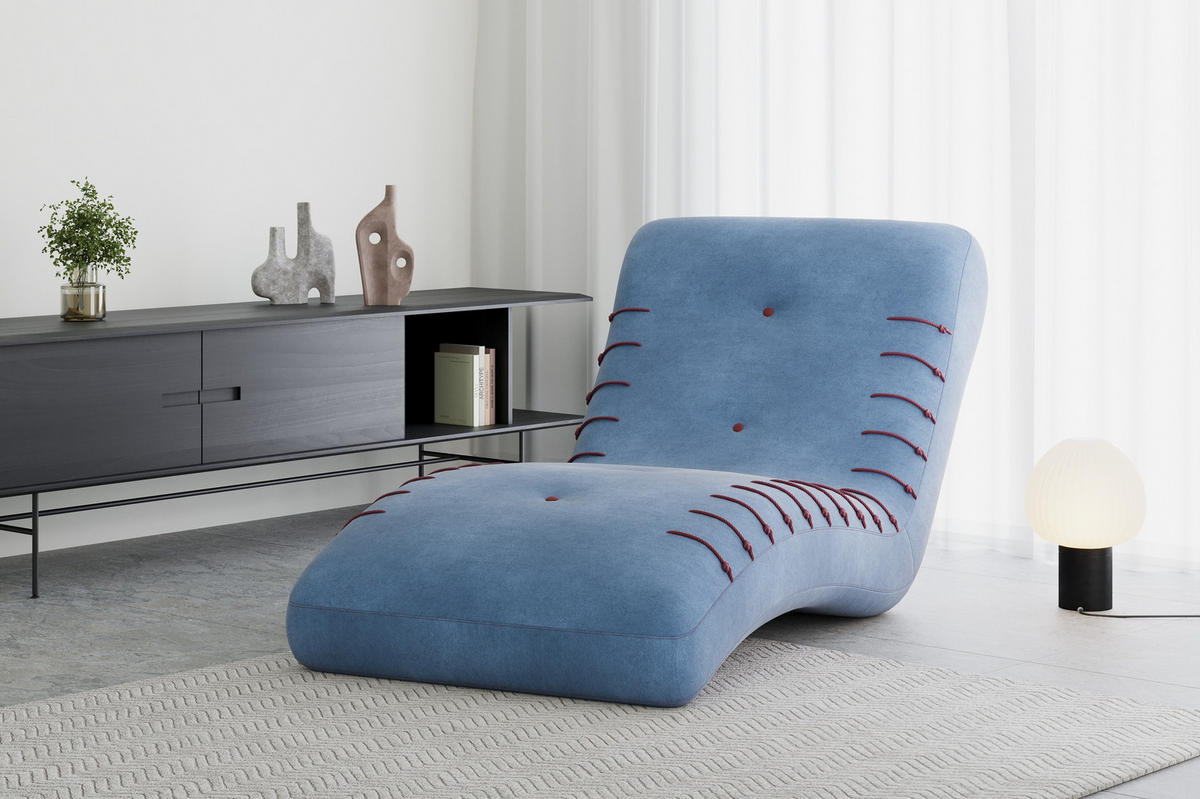 CHAISELONGUE SPLINE - Blau, Holzwerkstoff (83/80/172cm) - Möblo