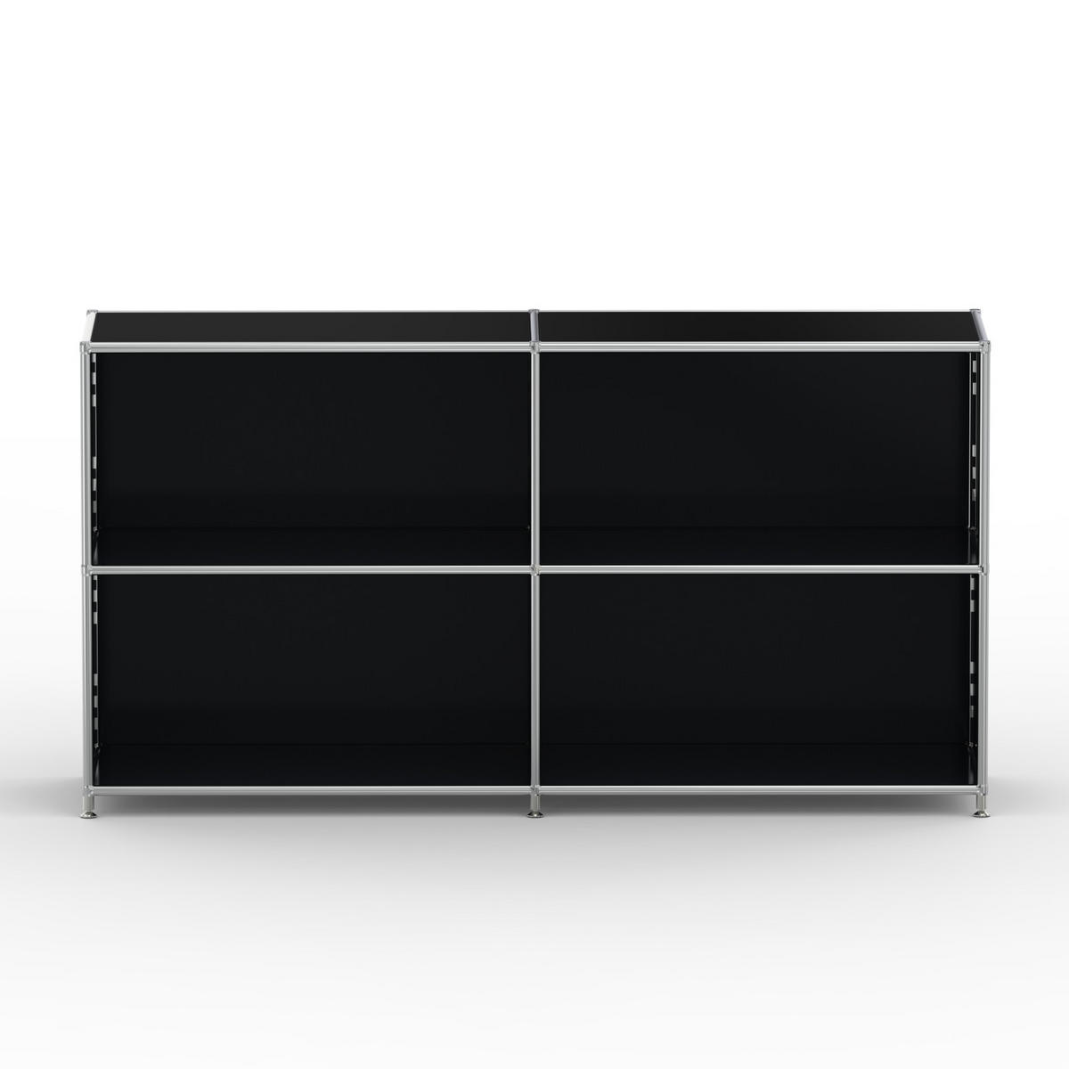 AKTENSCHRANK Büro, 4 offene Fächer, Breite 152 cm, Graphitschwarz - Chromfarben/Schwarz, Metall (40/80.5/152.2cm) - Versee