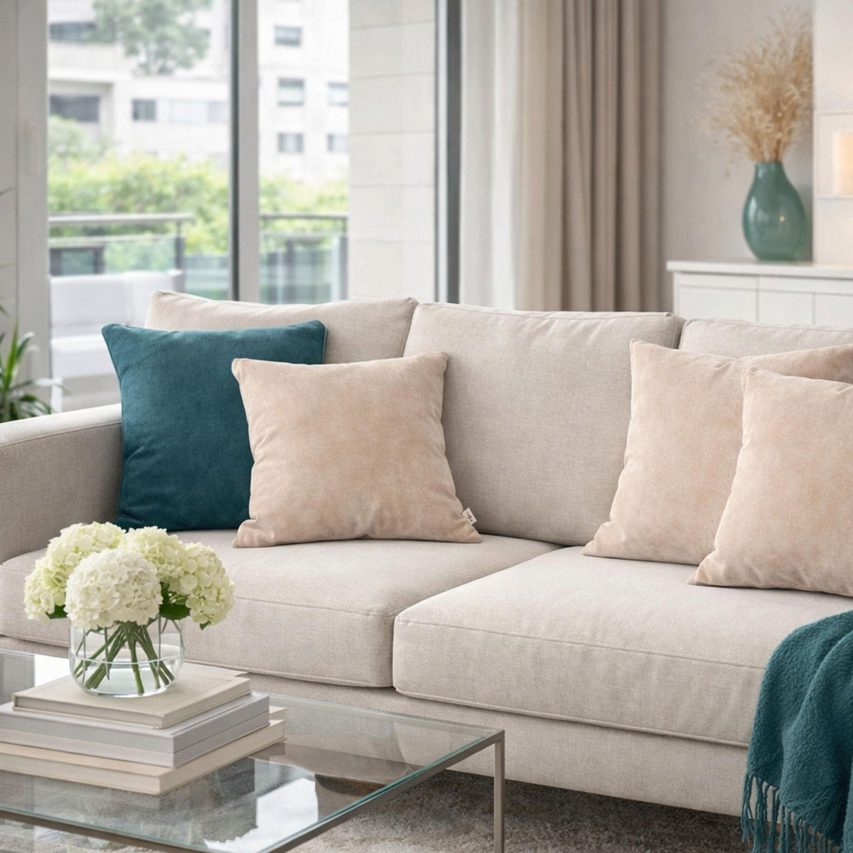 DEKOKISSEN Uni Sand 45x45 cm mit Füllung - Beige, Textil (45/45cm) - Deco-Raum