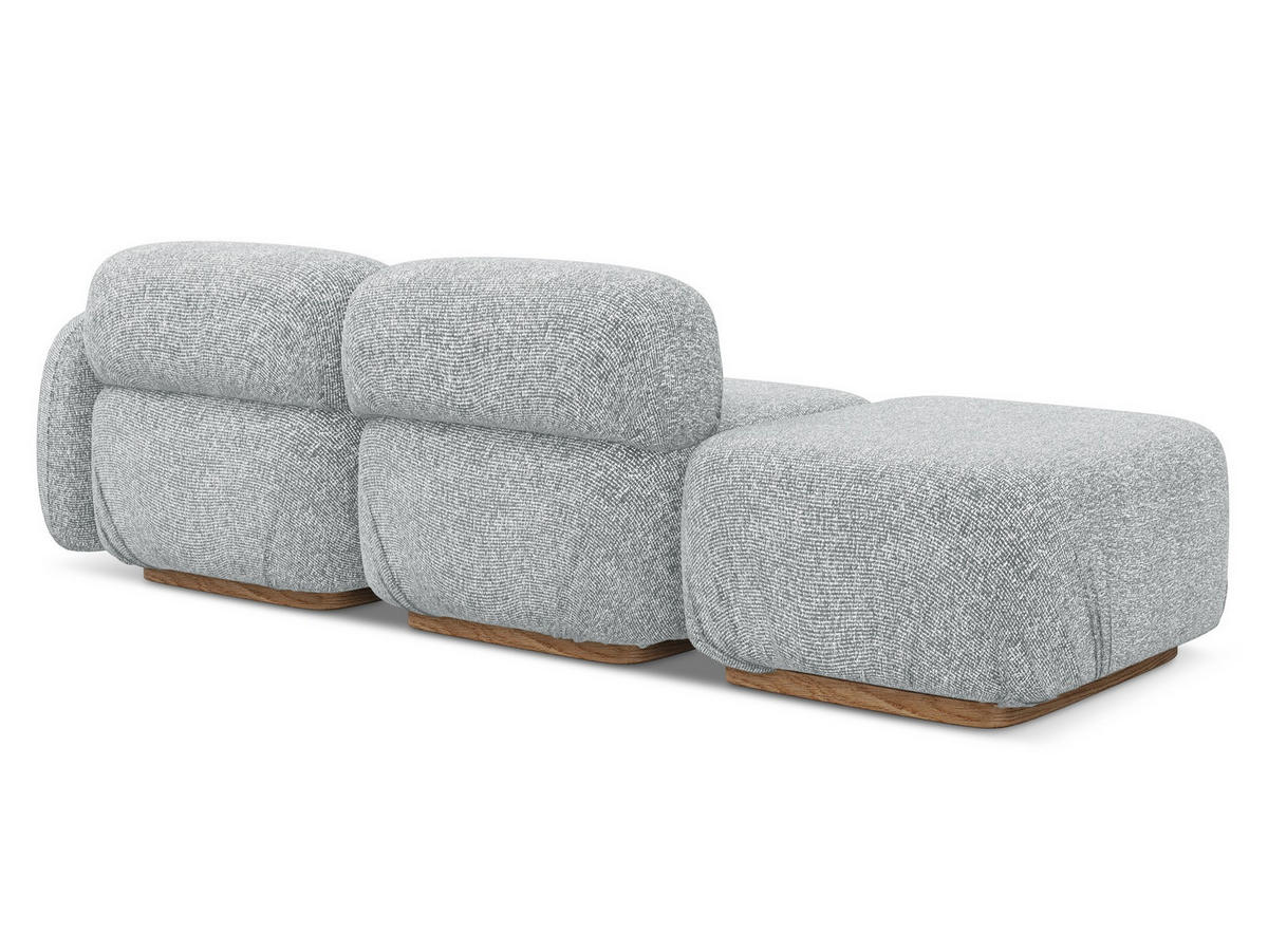 3-SITZER SOFA Links Strukturstoff Stoff Grau - Silberfarben/Braun, Holz/Textil (258/73/95cm) - Makamii
