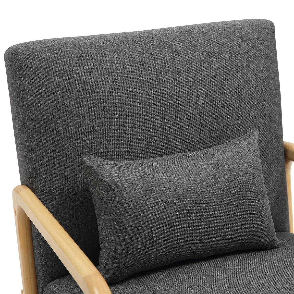 SESSEL Holz dunkelgrau - Eukalyptusholzfarben/Dunkelgrau, Holz/Textil (64/74/80cm) - CLP