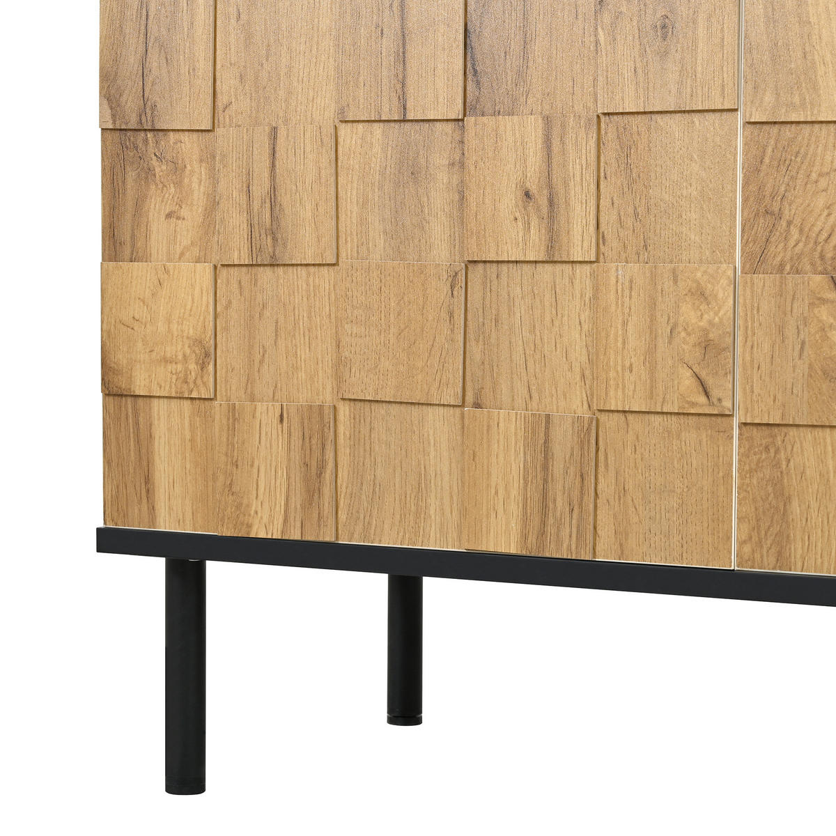 MOSAIC-SIDEBOARD 160/35/80,5 cm in Natur aus Spanplatte mit Metallfüßen - Schwarz/Naturfarben, Holzwerkstoff/Metall (80/91.5/35cm) - CHICFURN