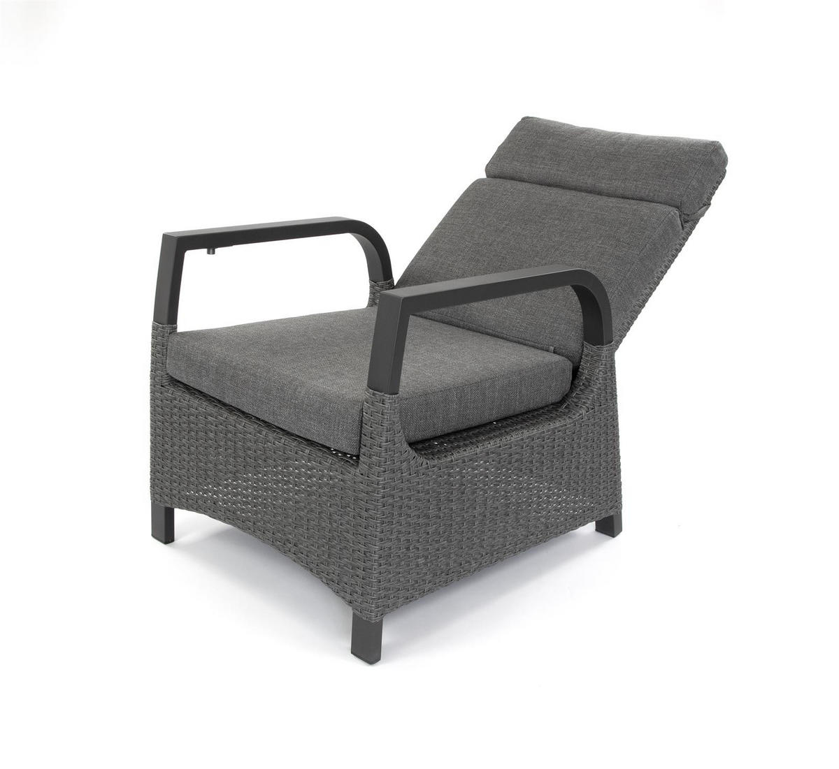 LOUNGE-SET Orlando Grau, Aluminium/Polyrattan, für 4 Personen, Tisch 130/80/68 cm - Grau, Naturmaterialien - bellavista - Home & Garden