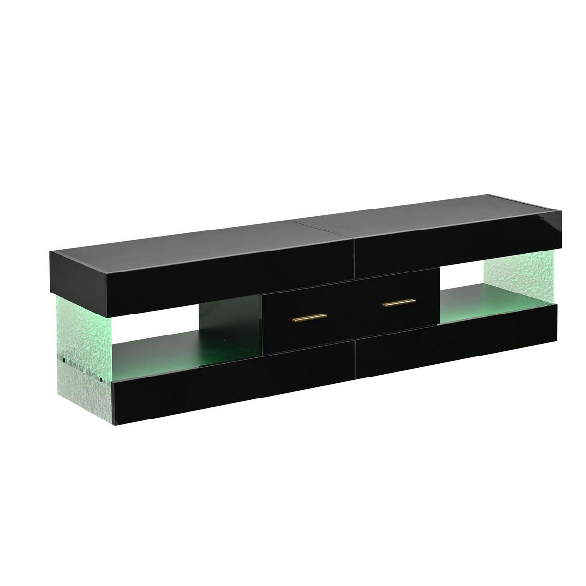 TV-SCHRANK LED Schwarz Lowboard Acrylglas Schubladen 152cm - Schwarz, Holzwerkstoff (152/40/35cm) - FLIEKS