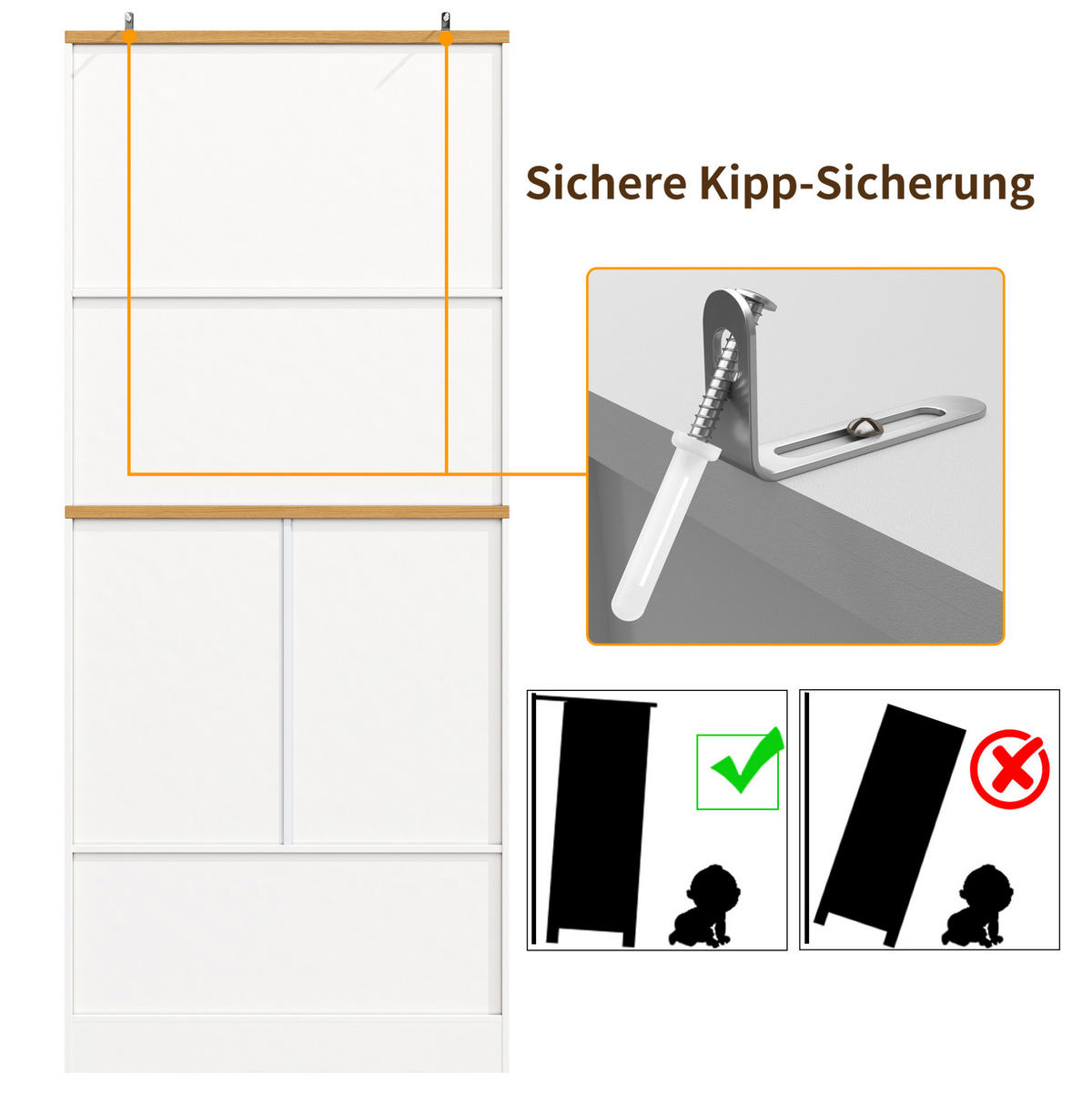 BUFFET 80/180/40 cm Weiß aus MDF mit Kippschutz - Weiß, Holzwerkstoff (40/180/80cm) - OKMYHOME