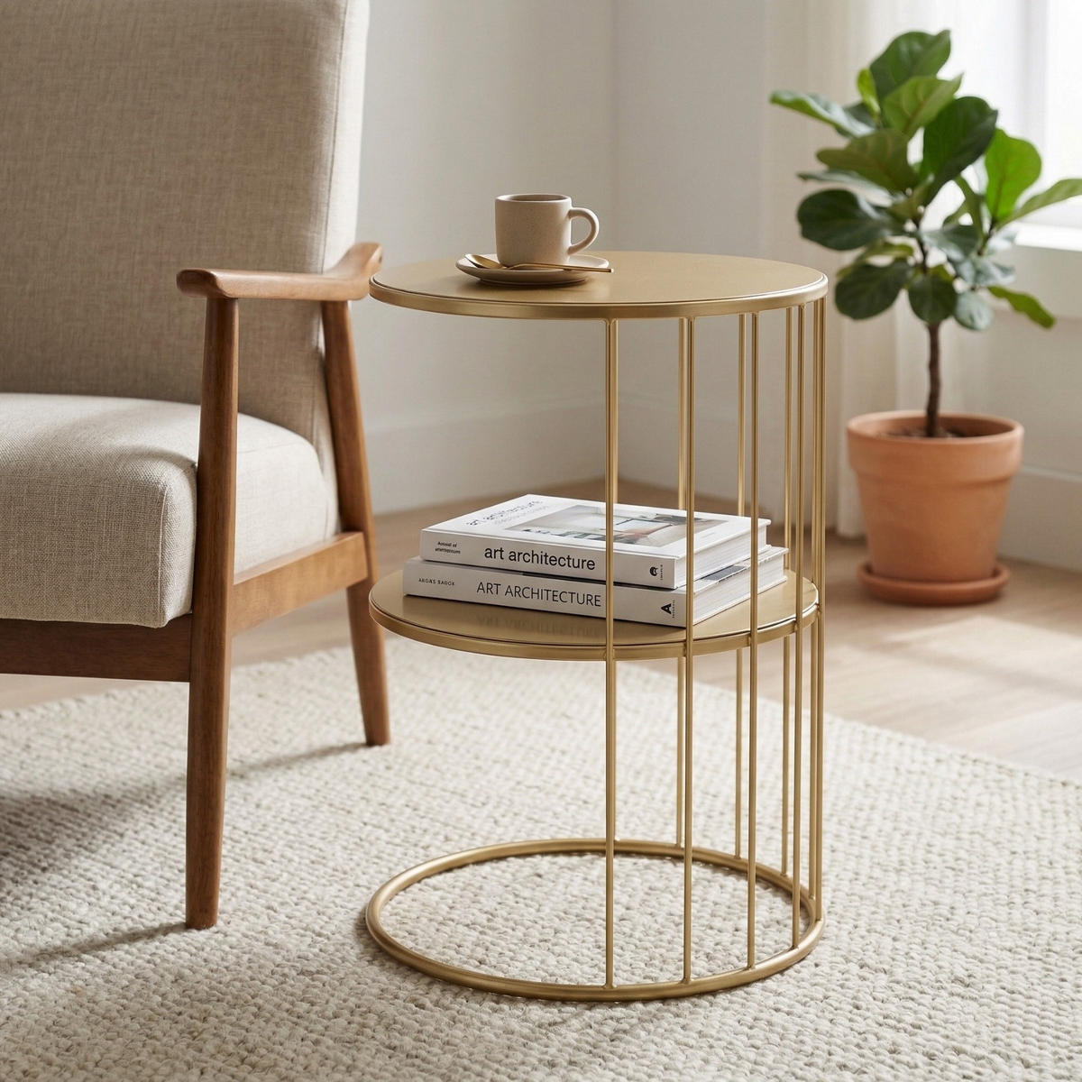 COUCHTISCH Roda Metall 52 cm - Goldfarben, Metall (36/36/52cm) - EDAXO