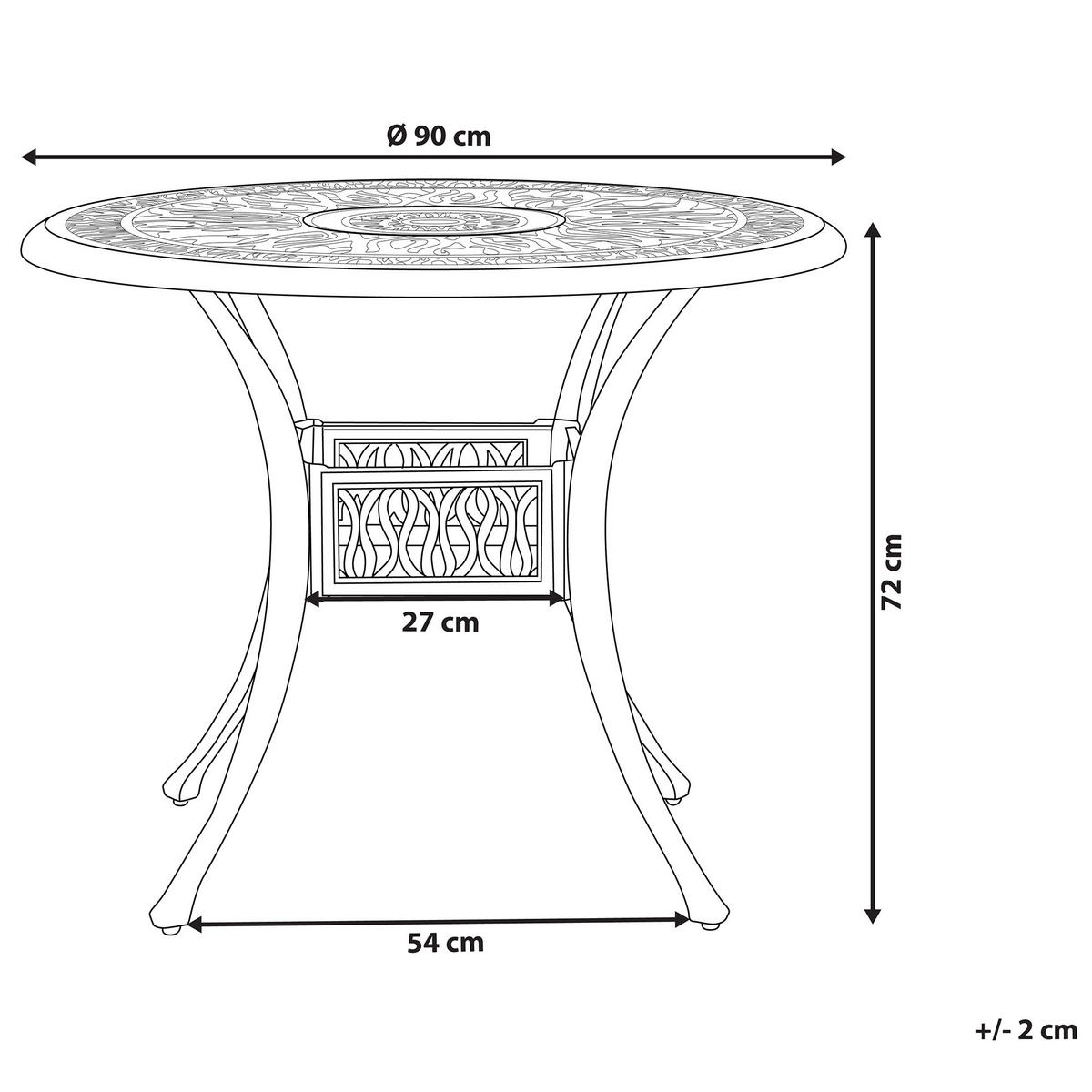 GARTENTISCH cm Metall Weiß Ancona - Weiß, Metall (90/90/72cm) - Beliani