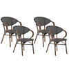 GARTENSTUHL 4er-Set Metall grau/dunkelbraun Caspri - Dunkelbraun/Grau, Metall (57/83/55cm) - Beliani