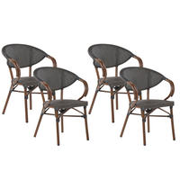 GARTENSTUHL 4er-Set Metall grau/dunkelbraun Caspri - Dunkelbraun/Grau, Metall (57/83/55cm) - Beliani