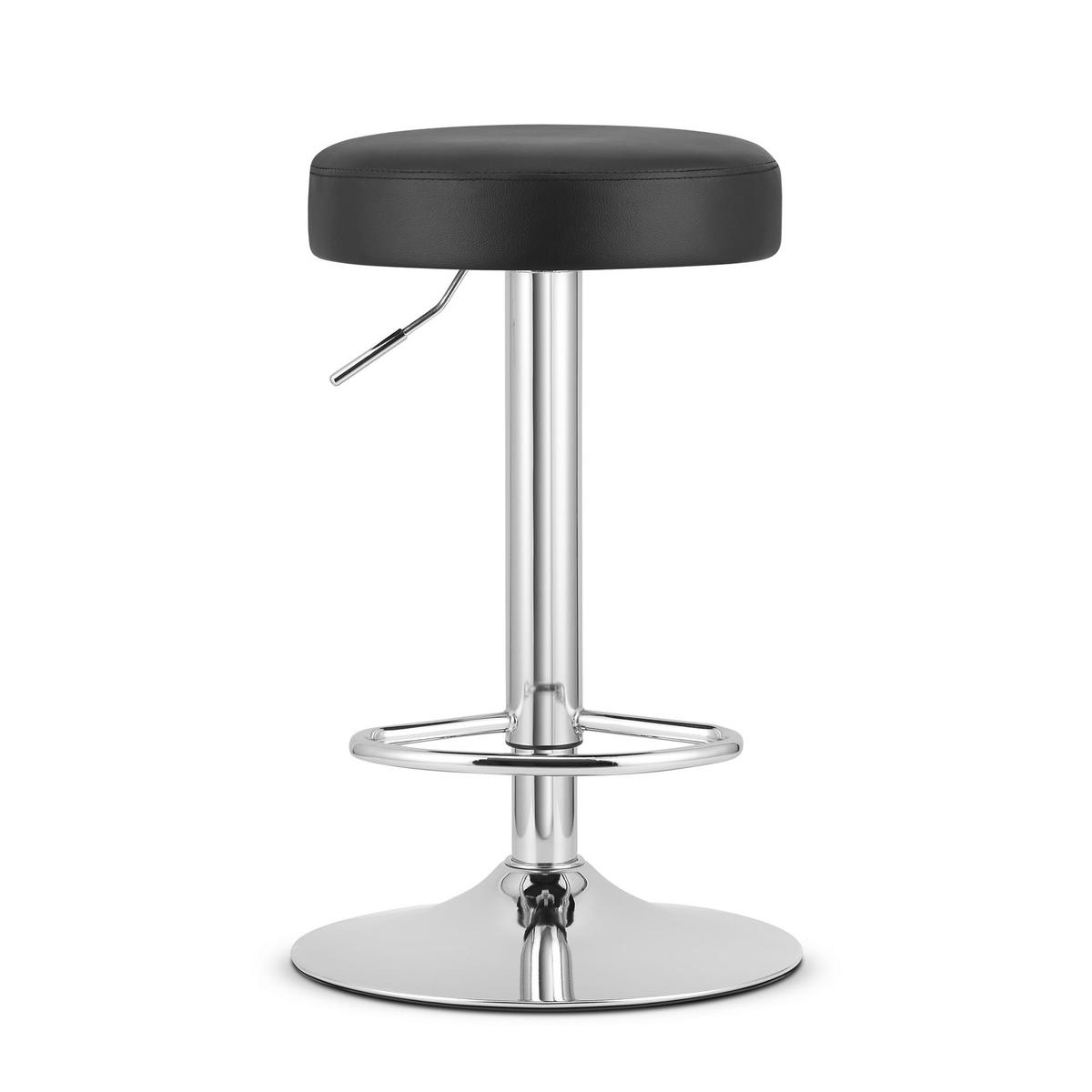 BARHOCKER 2-er Set ROJST ECO schwarzer Sitz, Chrombasis - Schwarz, Leder (38/83/38cm) - Valora