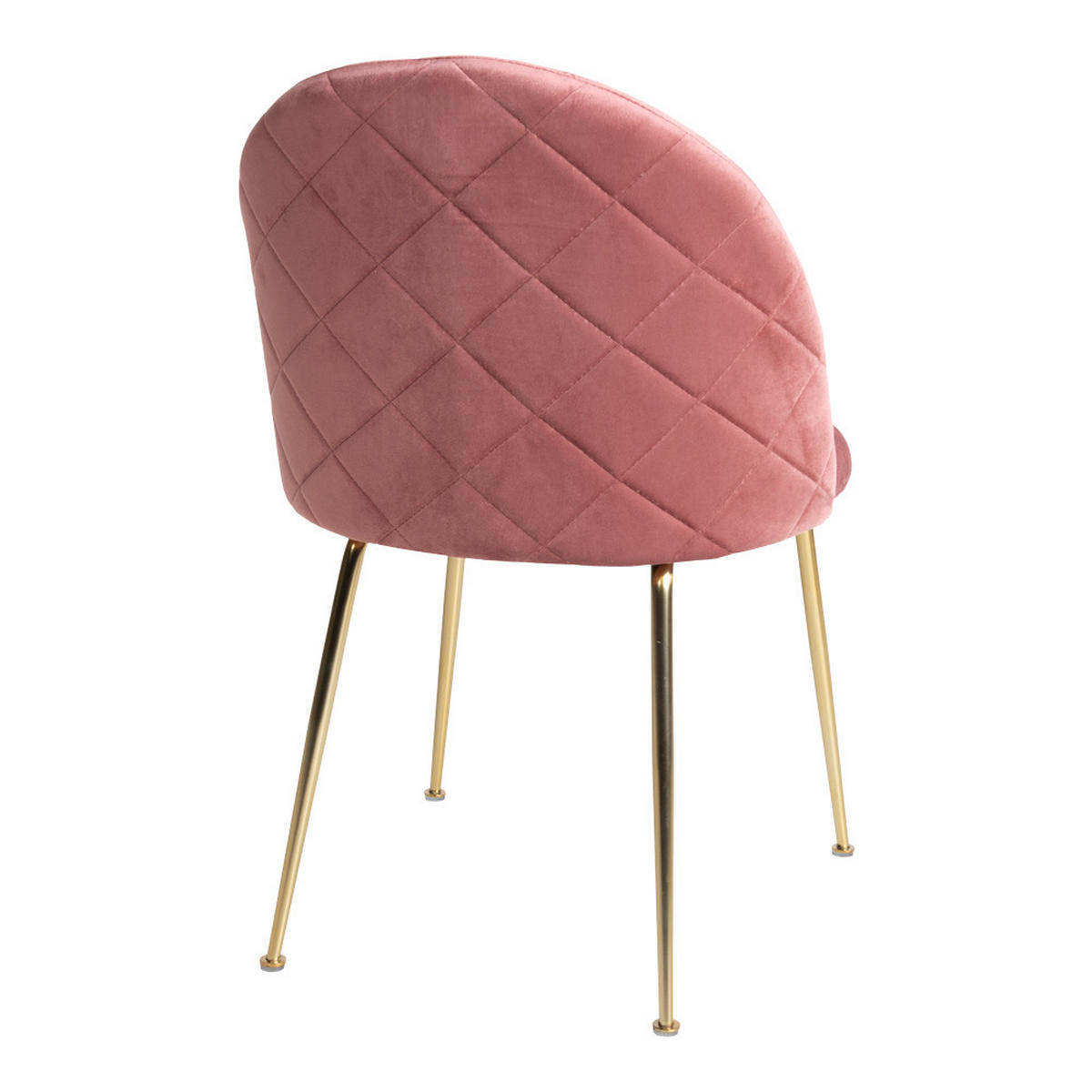 STUHL 2er-Set rosa velours, Beine im Messing Look - Rosa, Holzwerkstoff (51/78/52cm) - ebuy24