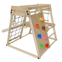 KLETTERGERÜST MINI für Kinder mit Rutsche - Naturfarben, Holz (102/98cm) - Juskys